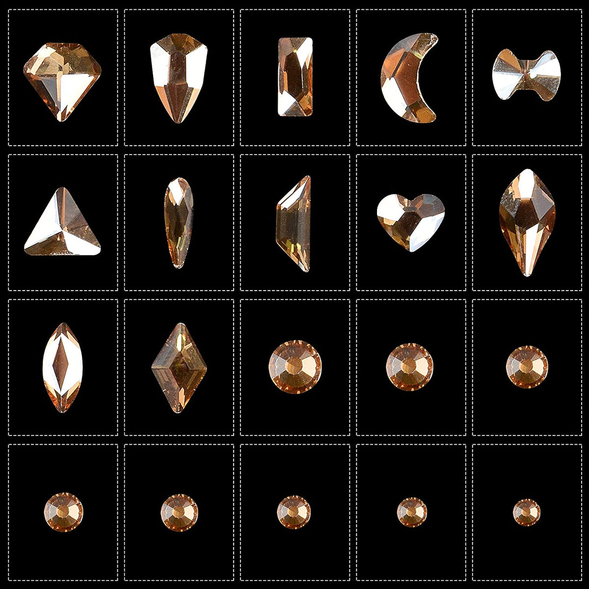 Kalolary Champagne Professional Nail Rhinestones Kit