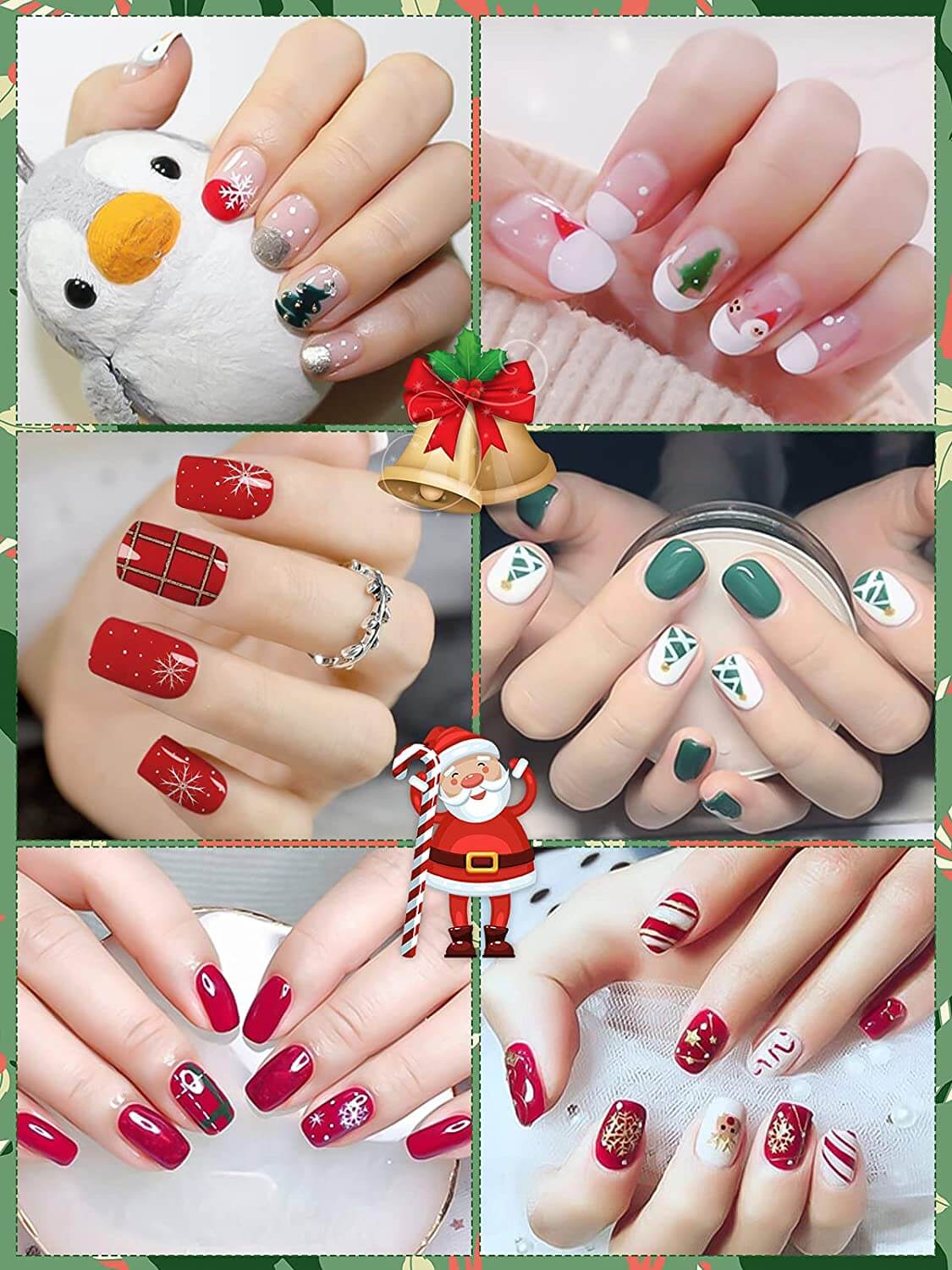 Kalolary 30 Sheets Christmas Full Wraps Self-Adhesive Nail Polish Stickers