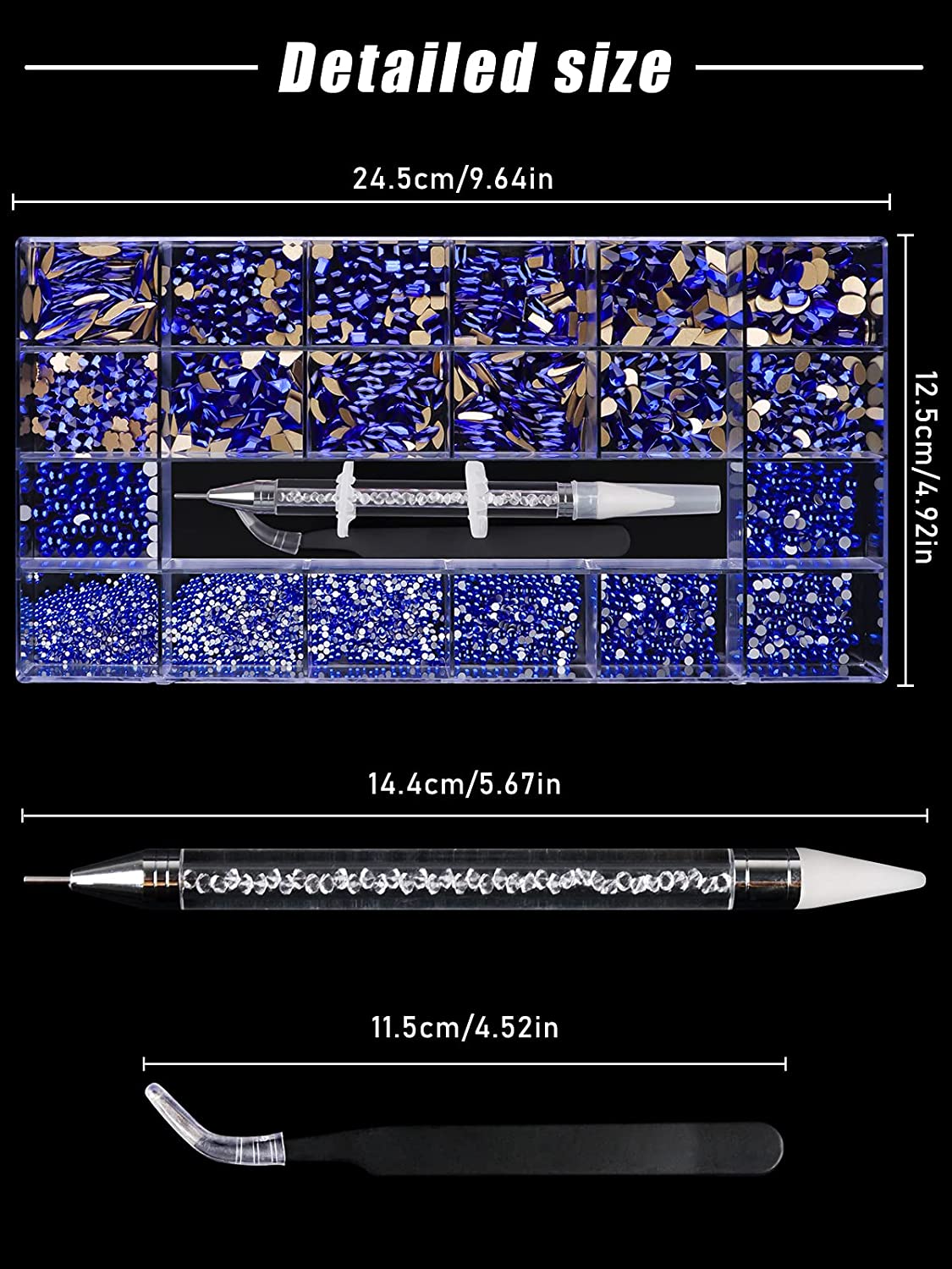 Kalolary Blue Professional Nail Rhinestones Kit
