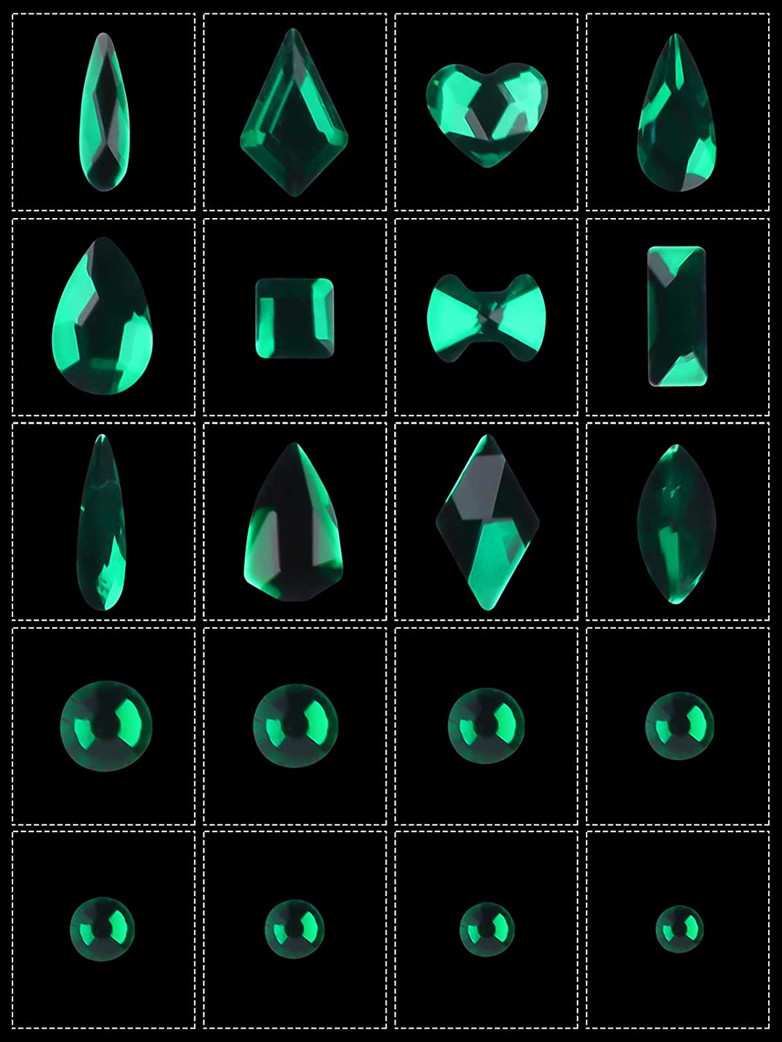 Kalolary Green Professional Nail Rhinestones Kit