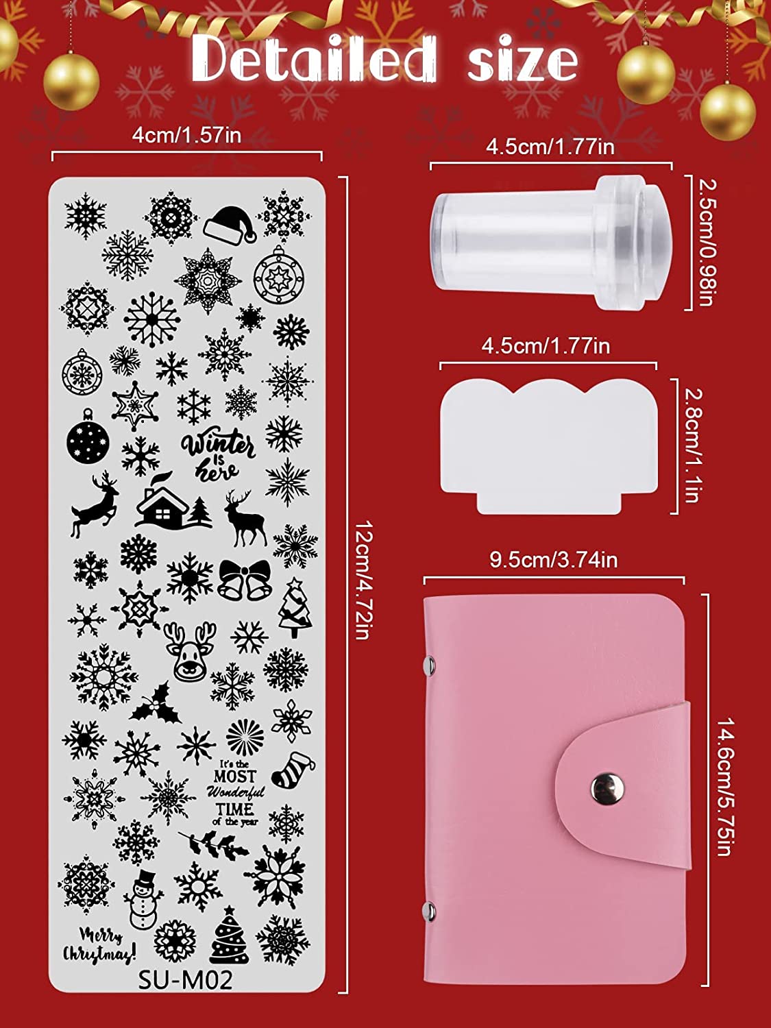 Kalolary Christmas Nail Art Stamping Plates Set 9Pcs