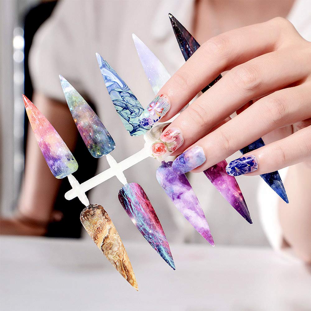 Kalolary 20 Color Starry Sky Stars Nail Art Foil with Nail Glue