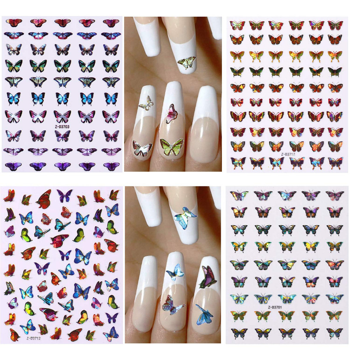 Kalolary Butterfly Nail Art Stickers Decals 12 Sheets