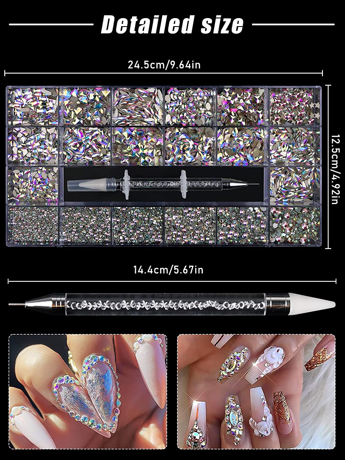 Kalolary Professional Nail Rhinestones Kit （As Shown）