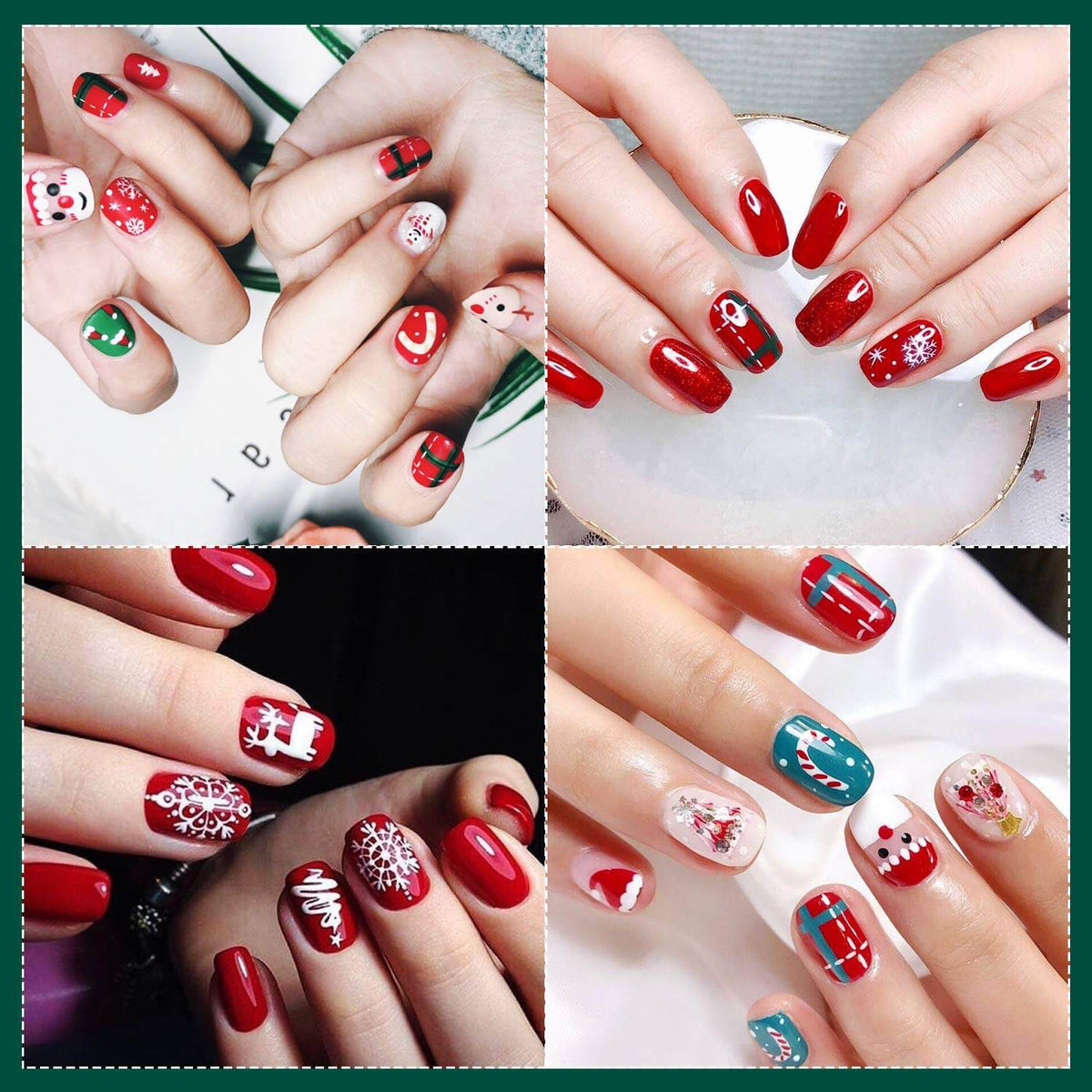 Kalolary 12 Sheets  Christmas Full Wraps Self-Adhesive Nail Polish Stickers with 1Pcs Nail File