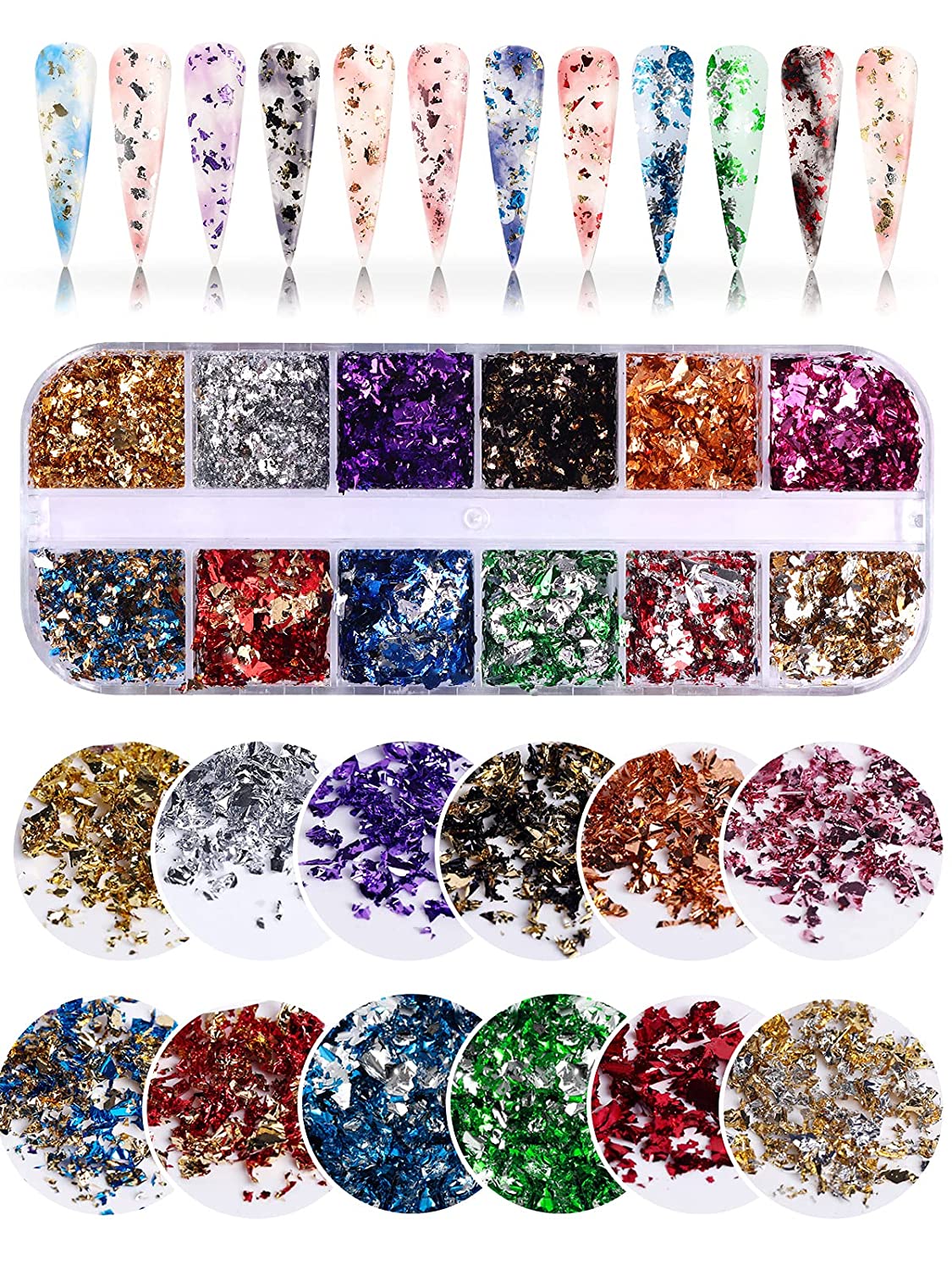 Kalolary 24 Grid Holographic Nail Art Foil Flakes