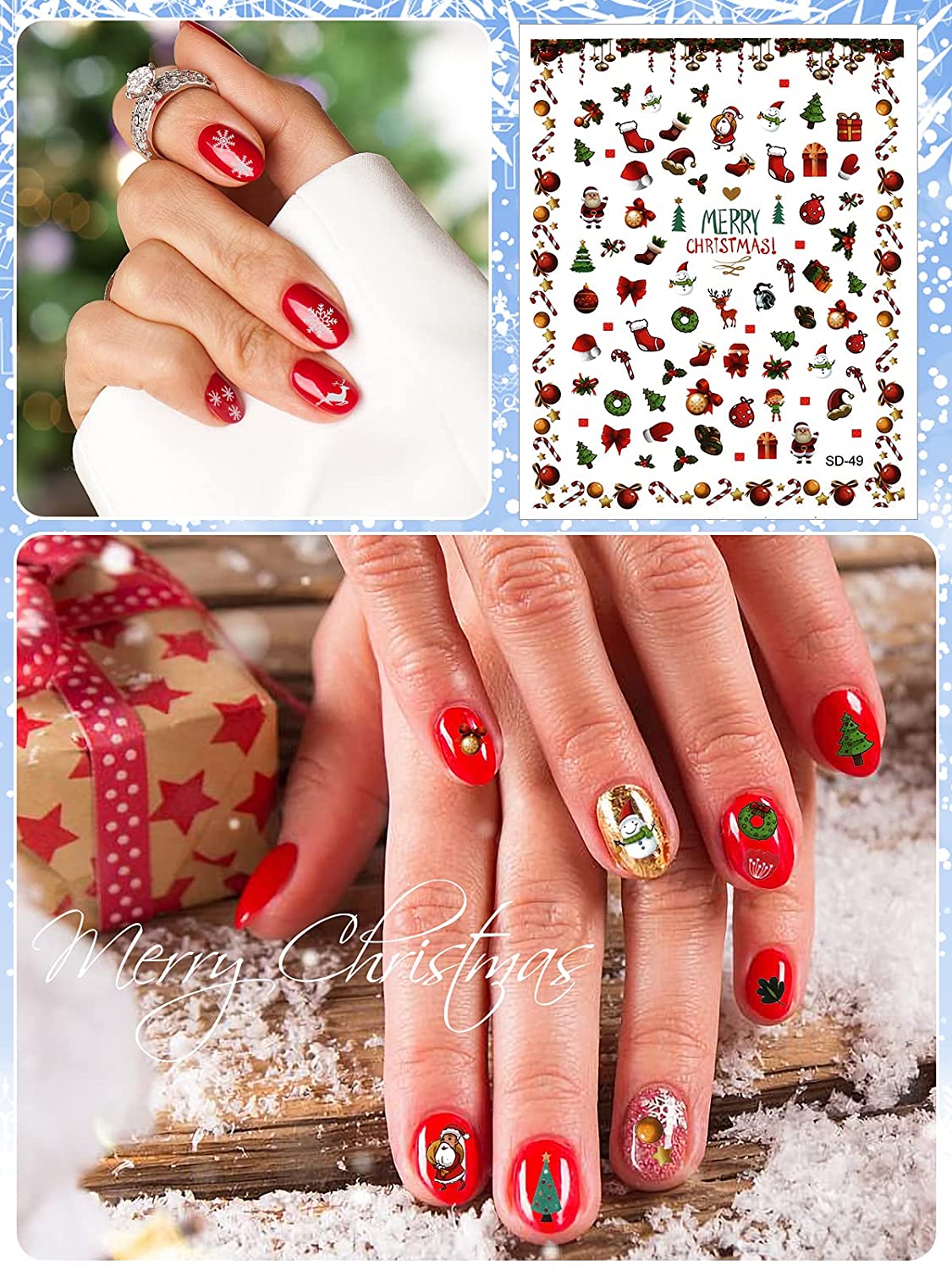 Kalolary 15 Sheets Christmas Nail Art Stickers Decals