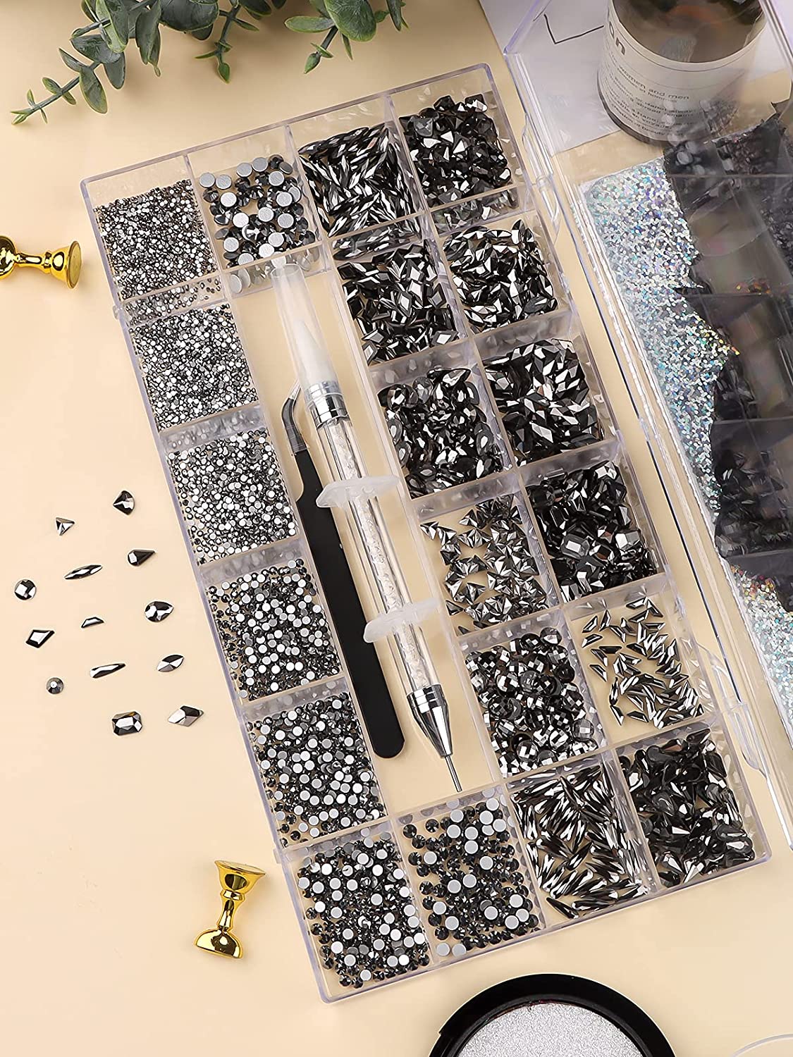 Kalolary Black Professional Nail Rhinestones Kit