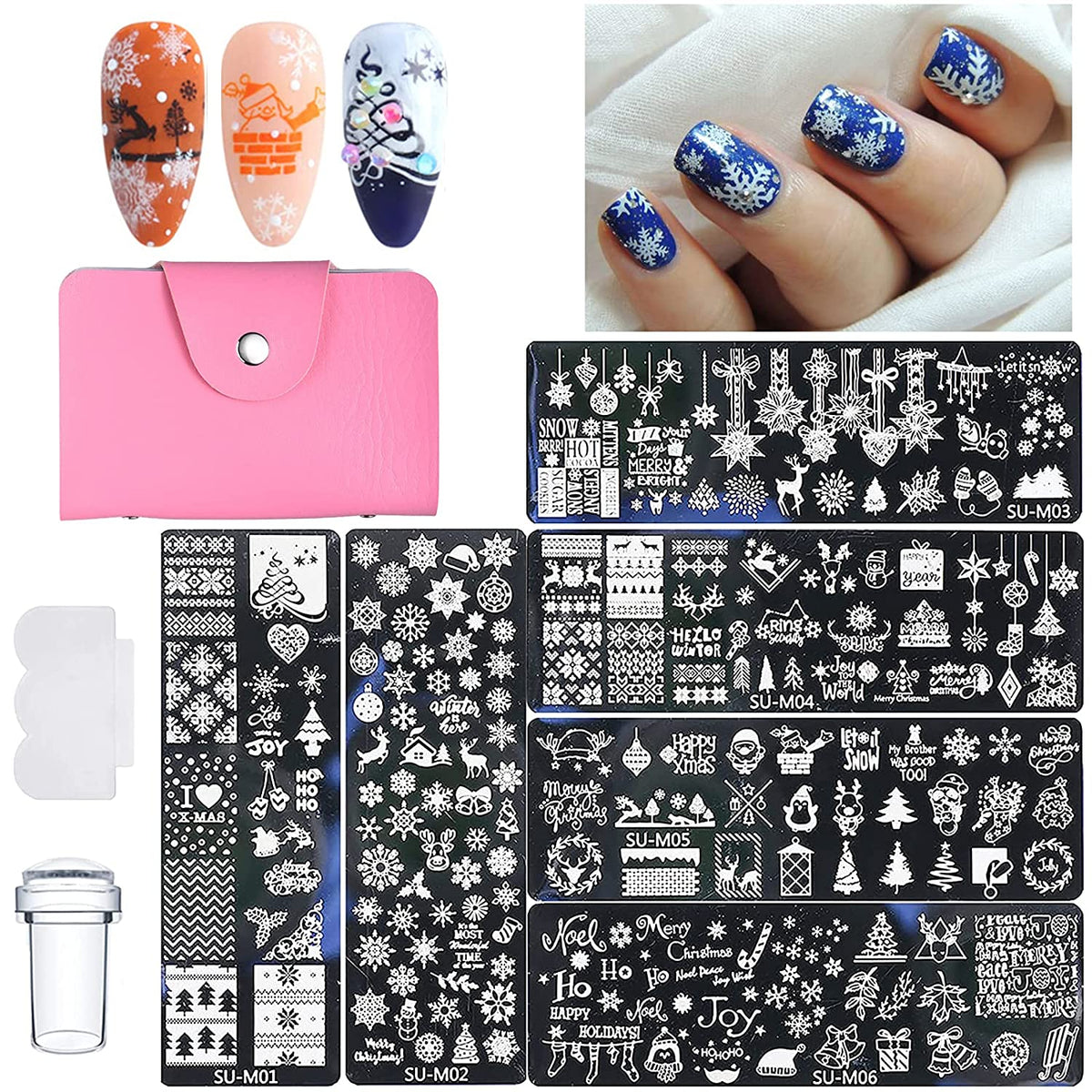 Kalolary Christmas Nail Art Stamping Plates Set 9Pcs