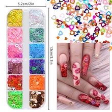Load image into Gallery viewer, Kalolary 24 Boxes Hollow Heart Nail Art Sequins
