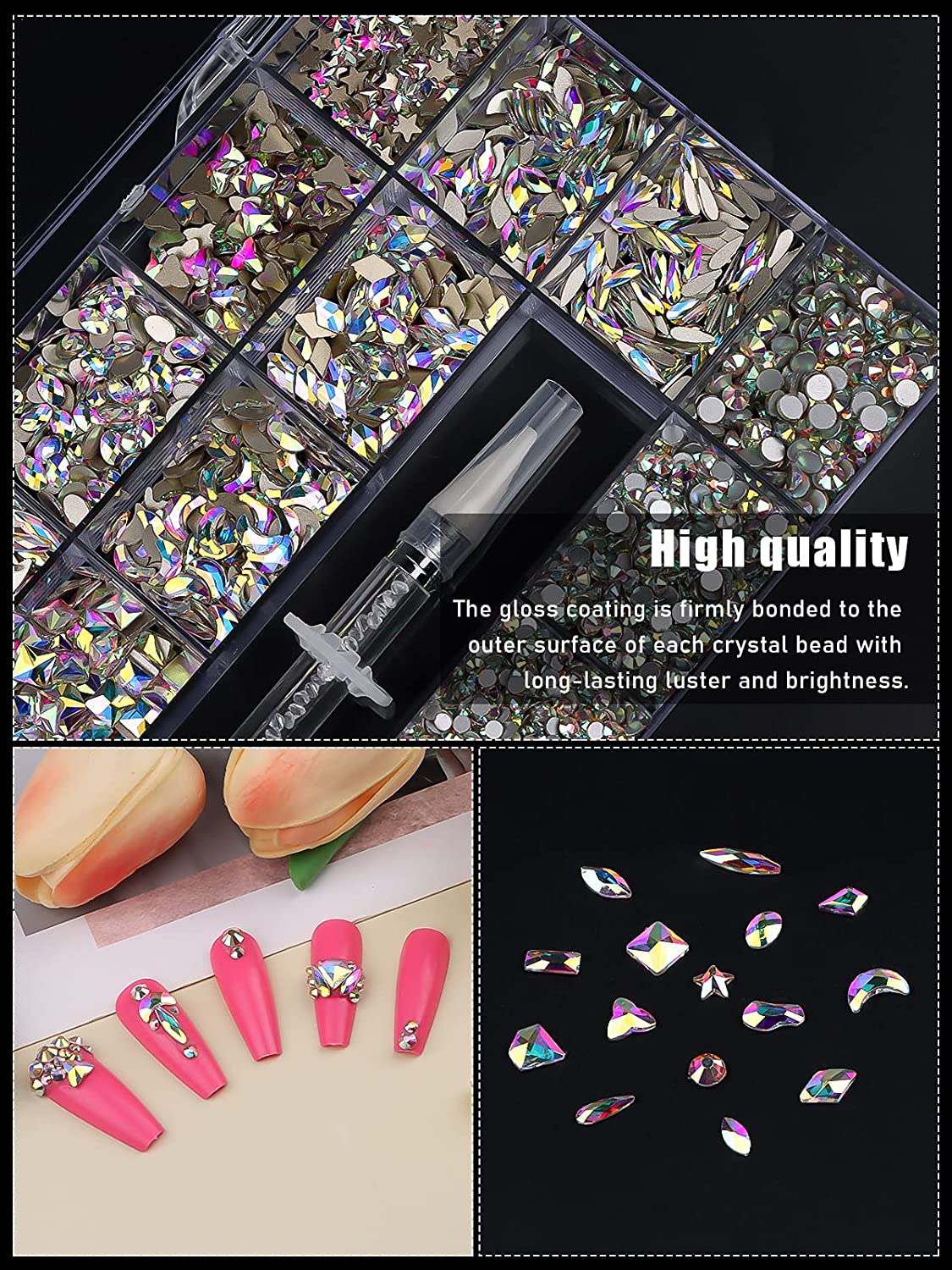 Kalolary Professional Nail Rhinestones Kit （As Shown）