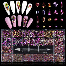 Load image into Gallery viewer, Kalolary Colorful Professional Nail Rhinestones Kit
