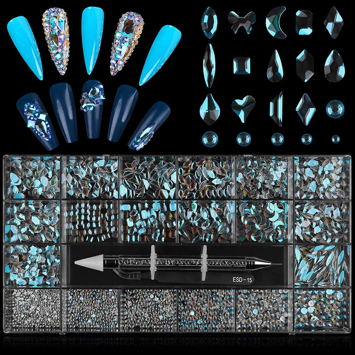 Kalolary Aurora Professional Nail Rhinestones Kit