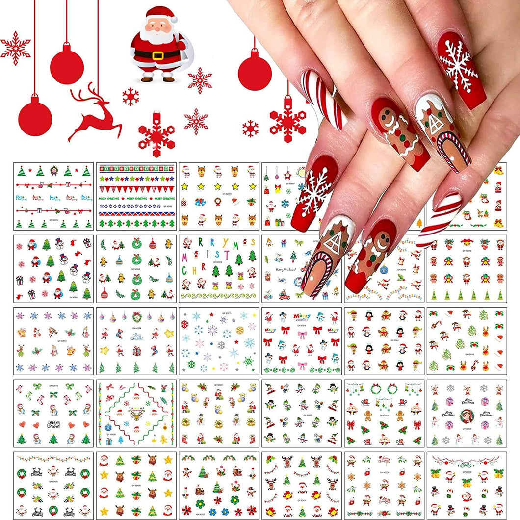 Kalolary 30 Sheets Christmas Cartoon Nail Art Stickers