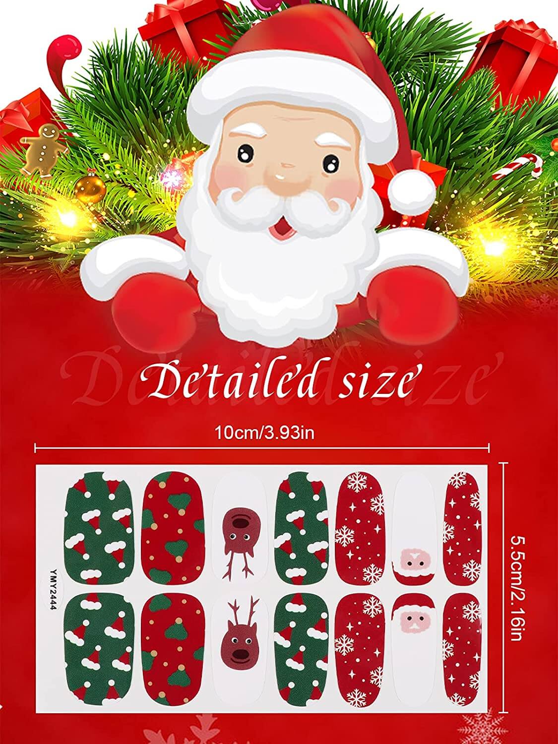 Kalolary Christmas Full Wraps Self-Adhesive Nail Polish Stickers 20 Sheets