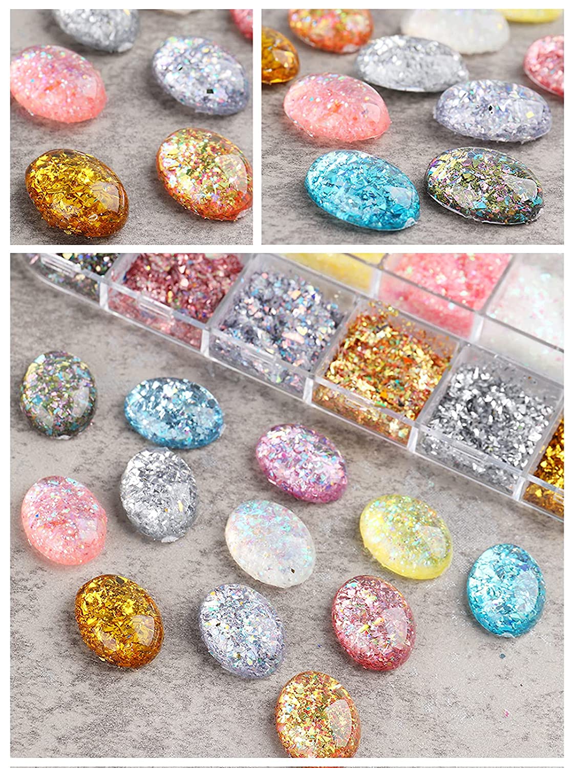 Kalolary 24 Grid Holographic Nail Art Foil Flakes