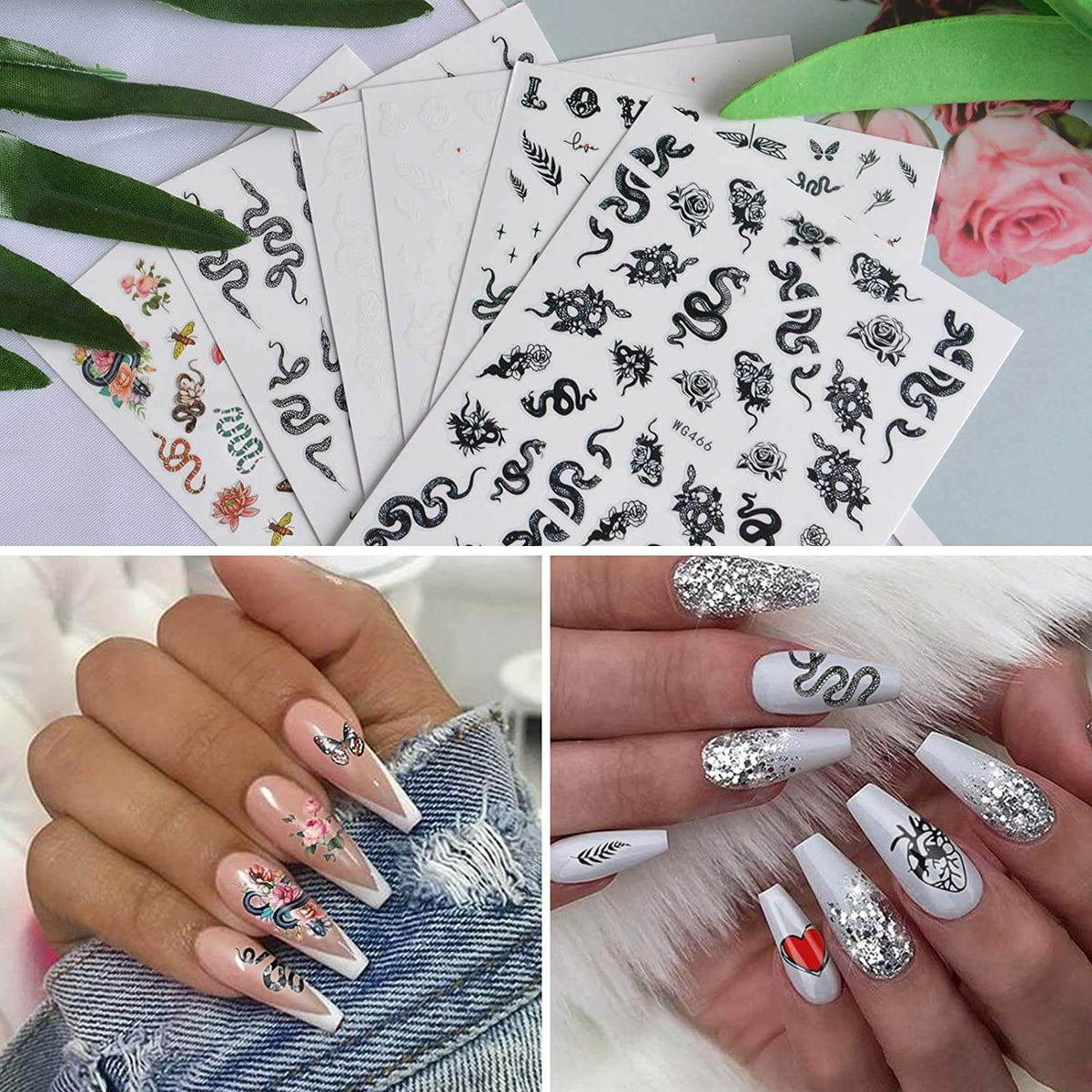 Kalolary Snake Nail Art Stickers 6 Sheets