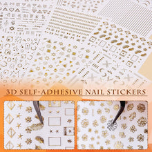 Load image into Gallery viewer, Kalolary 12 Sheets Gold Self-Adhesive Nail Stickers
