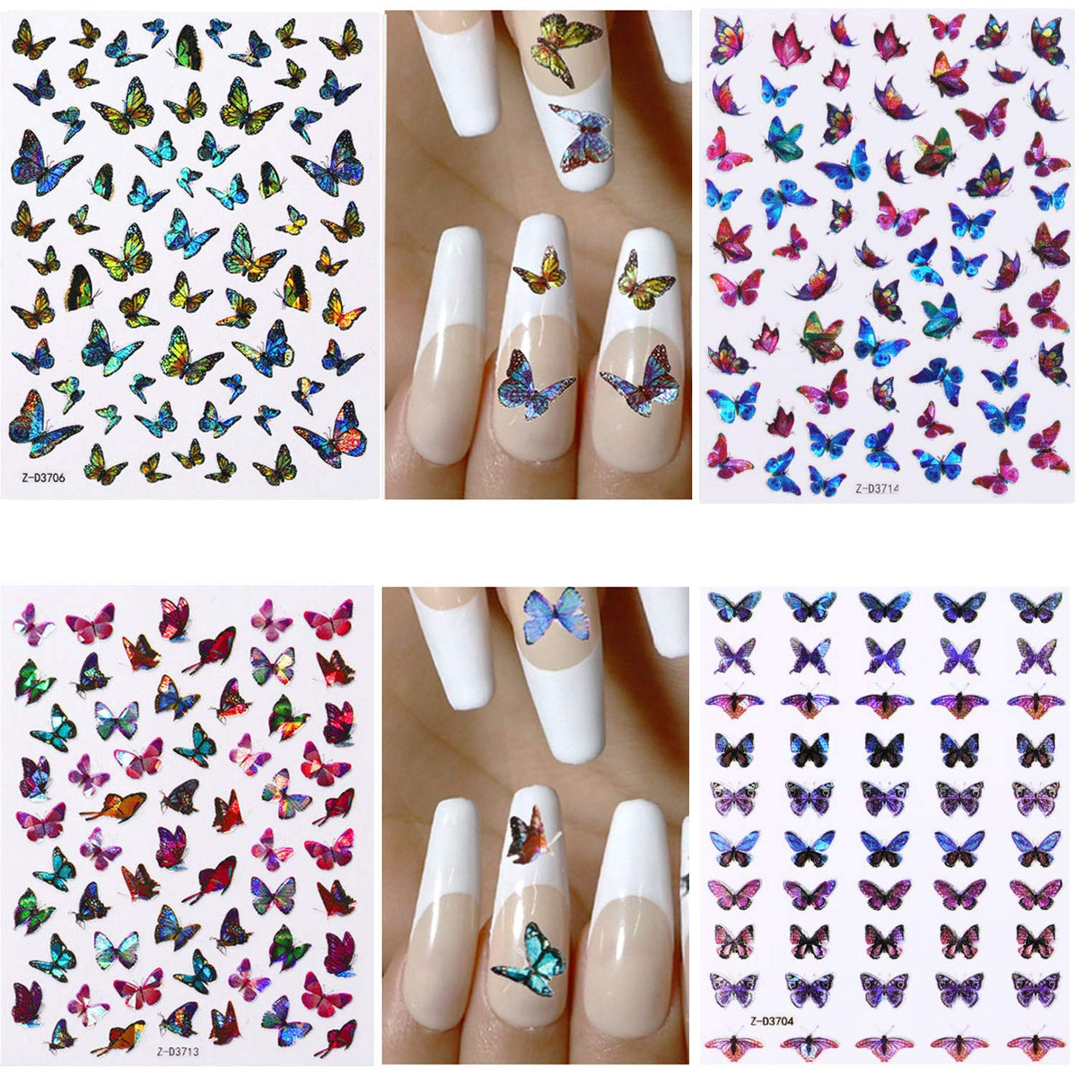 Kalolary Butterfly Nail Art Stickers Decals 12 Sheets