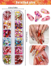 Load image into Gallery viewer, Kalolary 3D Maple Leaves Nail Art Glitter Sequins 4 Boxes (A style)
