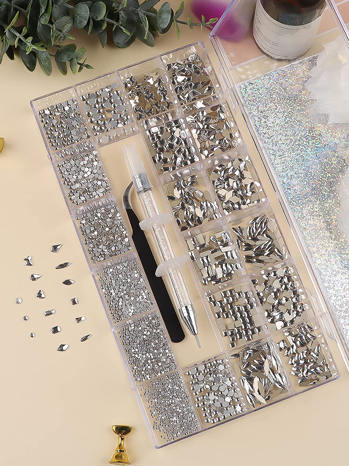 Kalolary White Professional Nail Rhinestones Kit