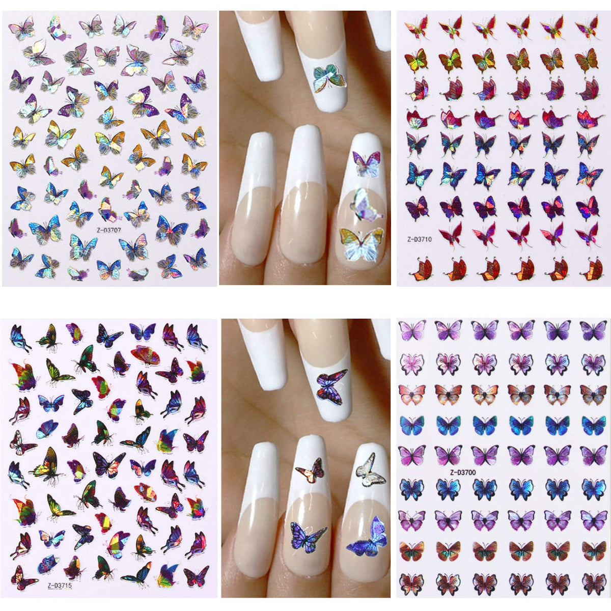 Kalolary Butterfly Nail Art Stickers Decals 12 Sheets