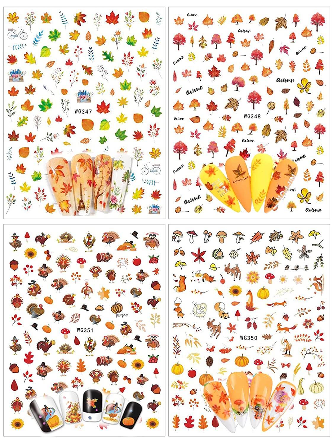 Kalolary Fall Nail Art Sticker Decals 12 Sheets