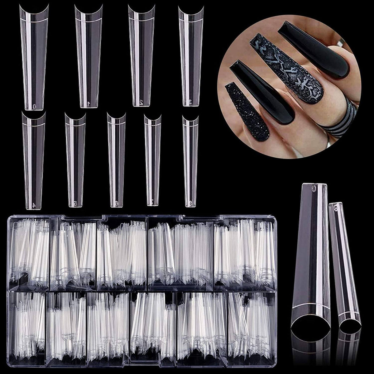 Kalolary XXL Long Coffin Nail Tips 550Pcs