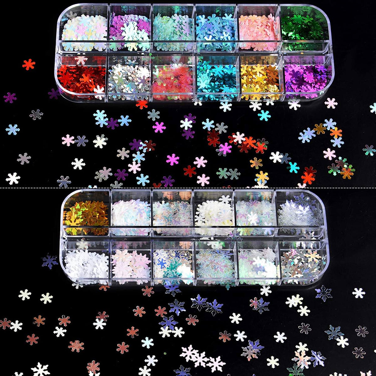 Kalolary Christmas Snowflake Nail Sequins 4 boxes（A style）
