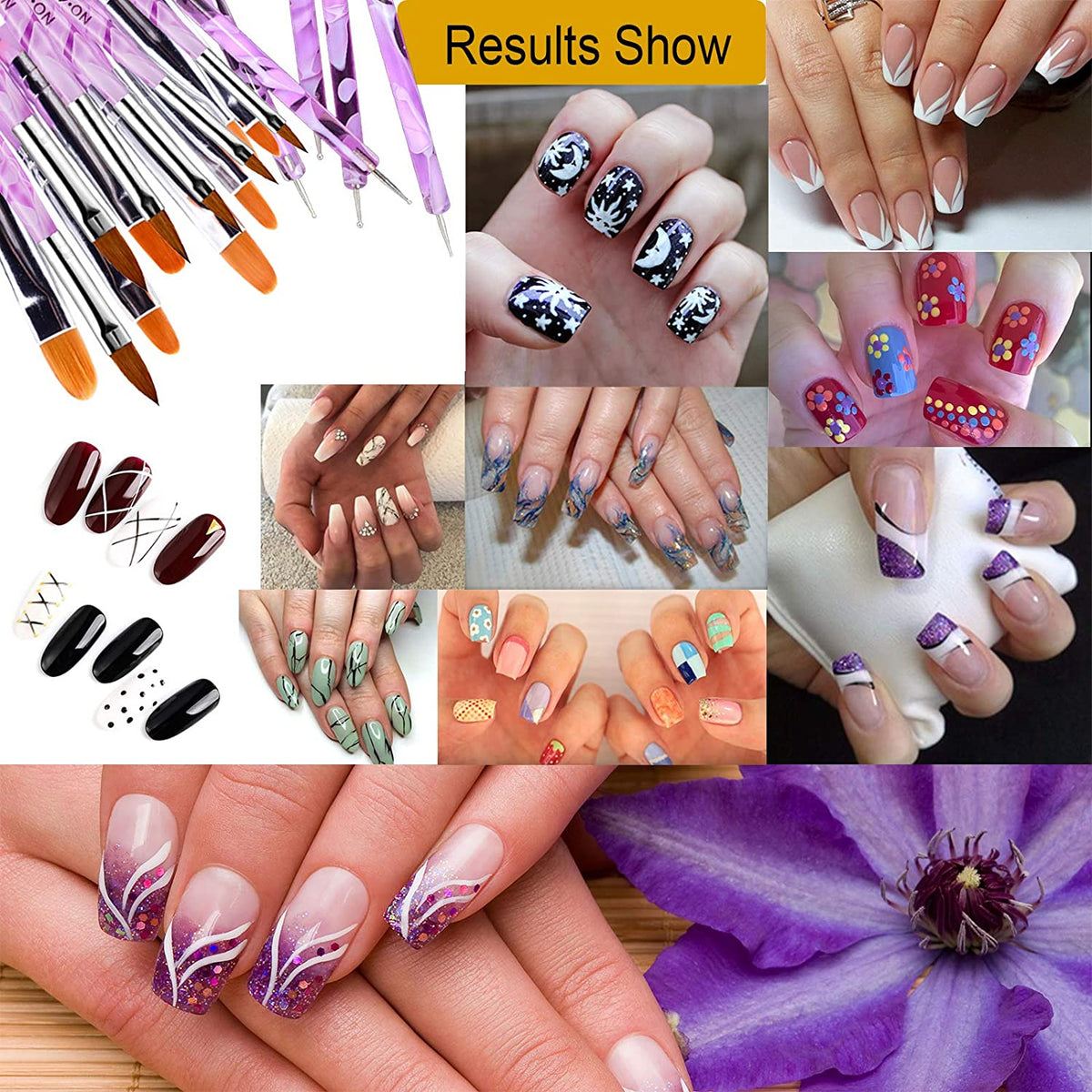 Kalolary 18 Pcs UV Gel Acrylic Nail Art Brush Set