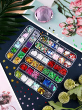 Load image into Gallery viewer, Kalolary Christmas Snowflake Nail Sequins 4 boxes（C style）
