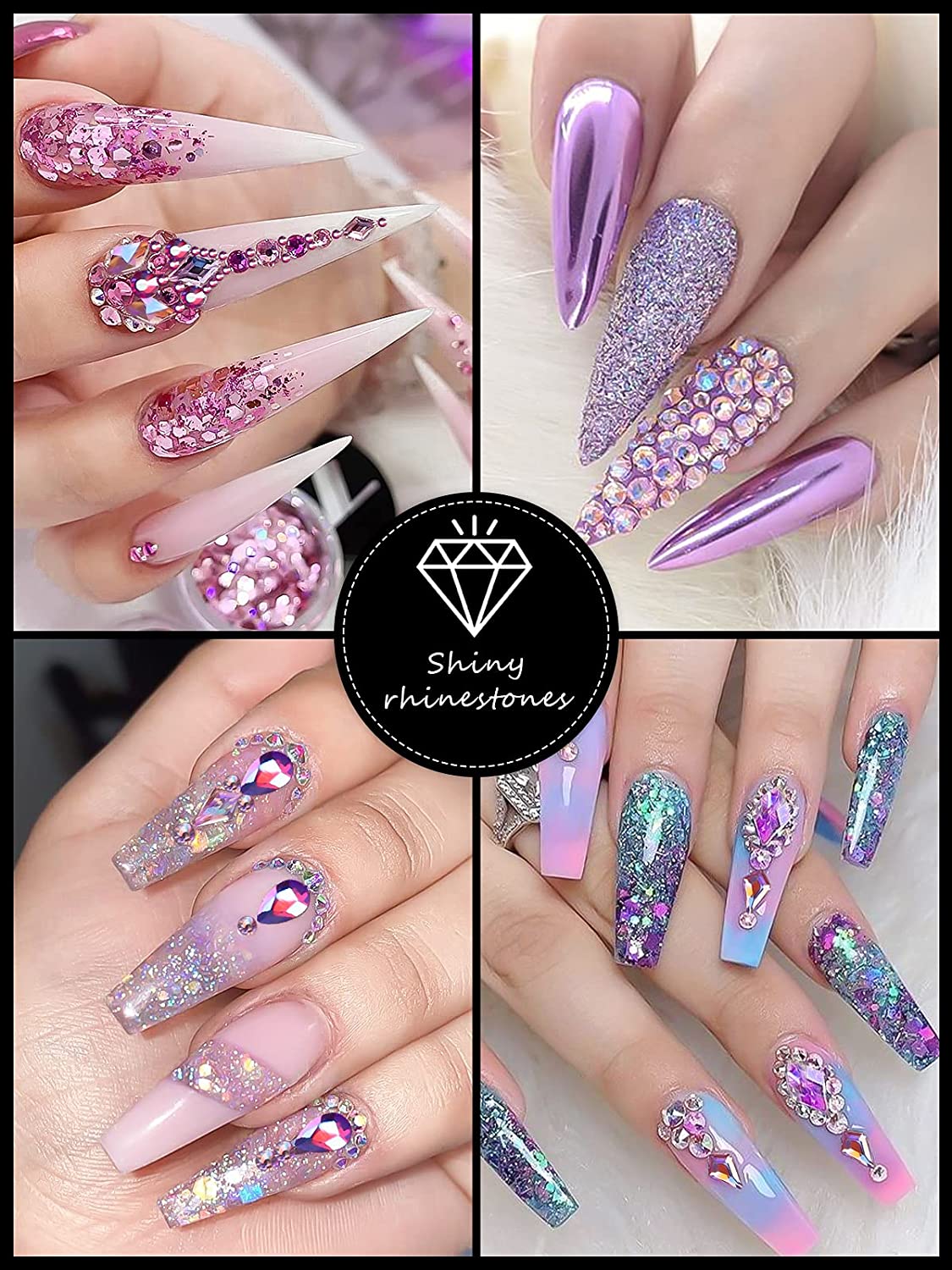 Kalolary Pink Professional Nail Rhinestones Kit