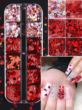 Load image into Gallery viewer, Kalolary 24 Grids Holographic Heart Nail Art Glitter Sequins

