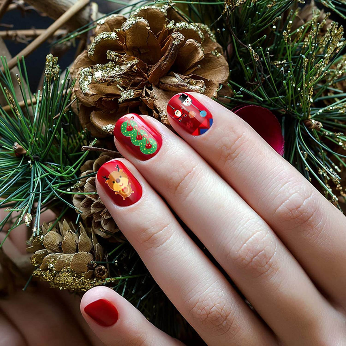 Kalolary 30 Sheets Christmas Cartoon Nail Art Stickers