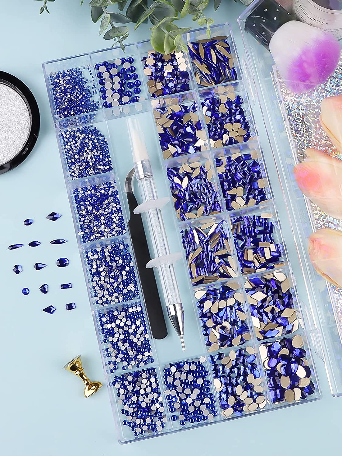 Kalolary Blue Professional Nail Rhinestones Kit