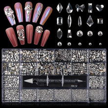 Load image into Gallery viewer, Kalolary White Professional Nail Rhinestones Kit
