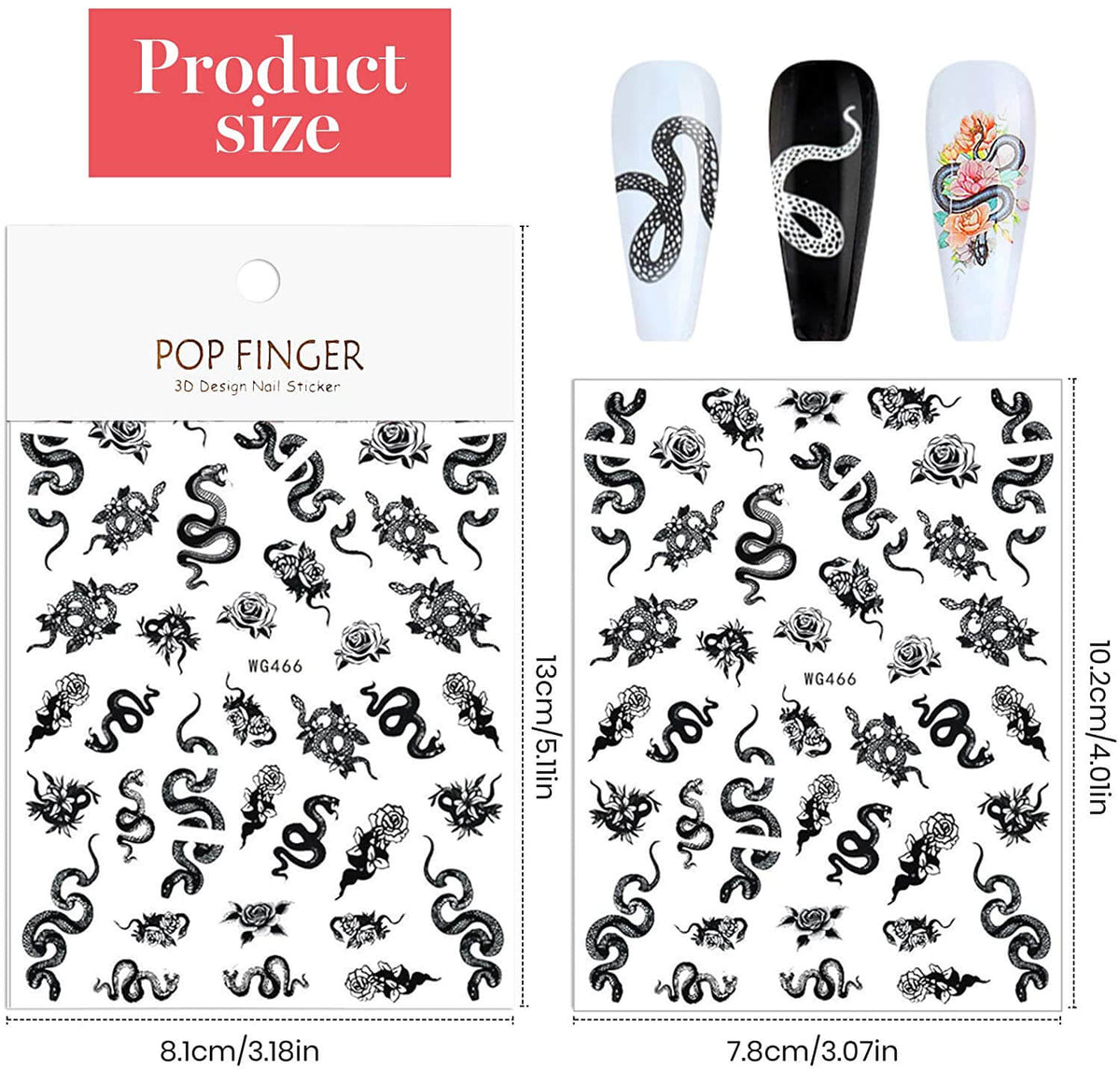 Kalolary Snake Nail Art Stickers 6 Sheets