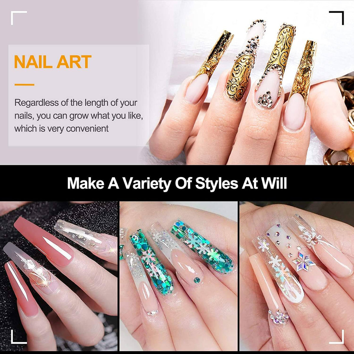 Kalolary XXL Long Coffin Nail Tips 550Pcs