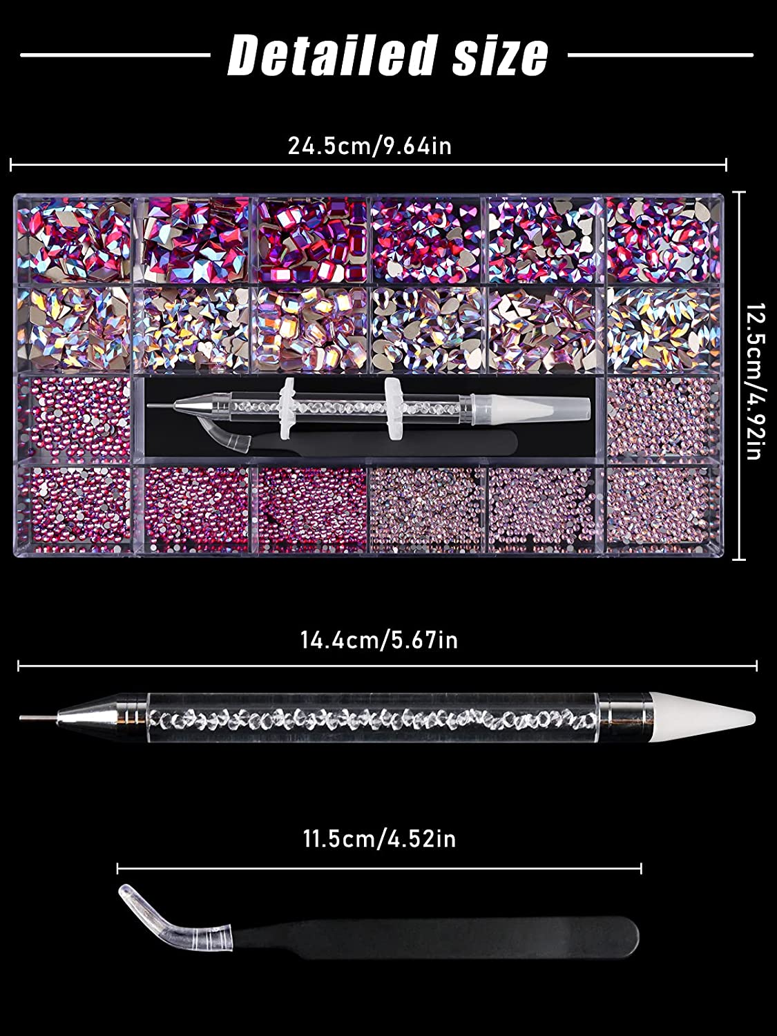 Kalolary Pink Professional Nail Rhinestones Kit