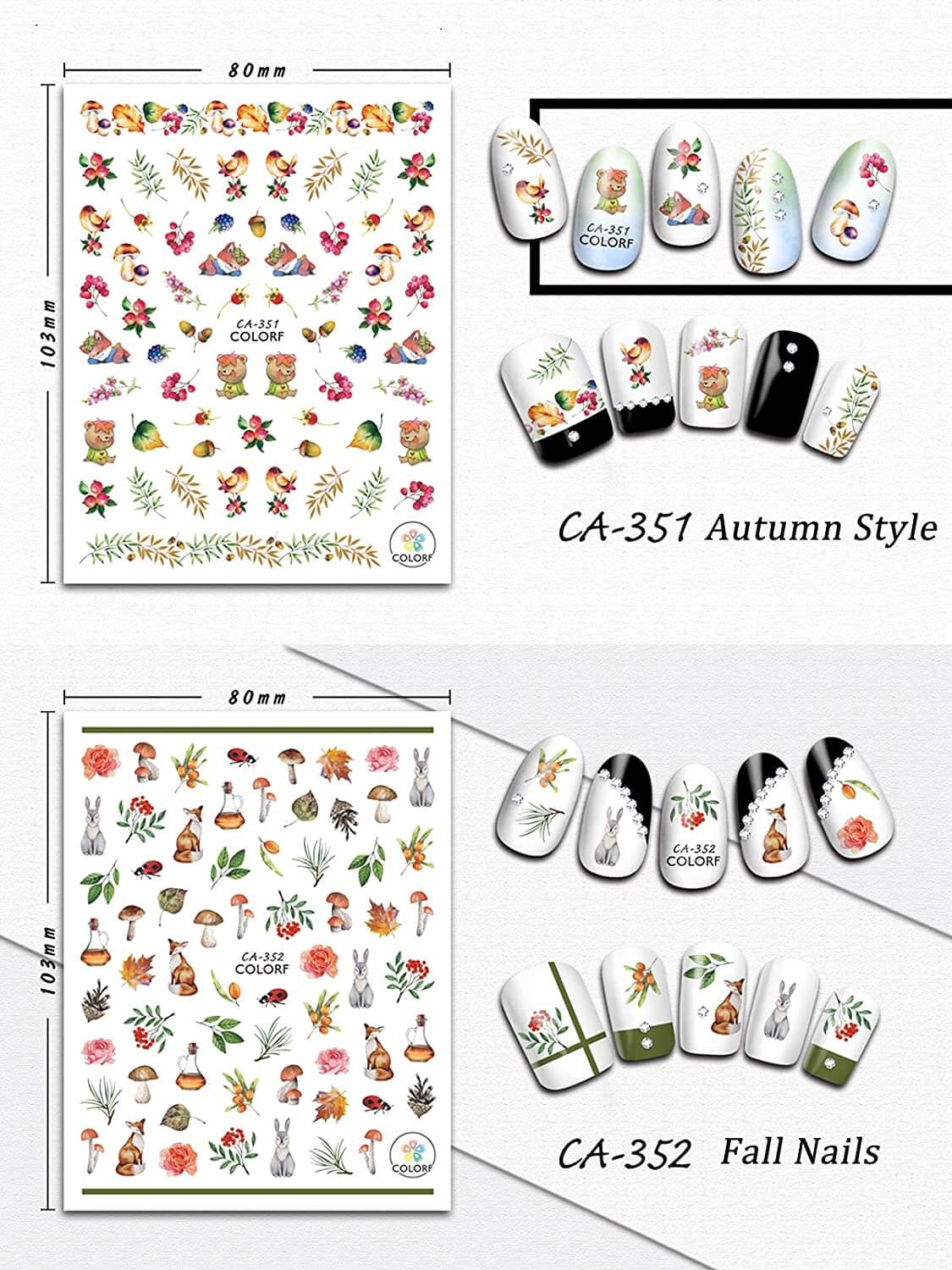 Kalolary Fall Nail Art Sticker Decals 12 Sheets