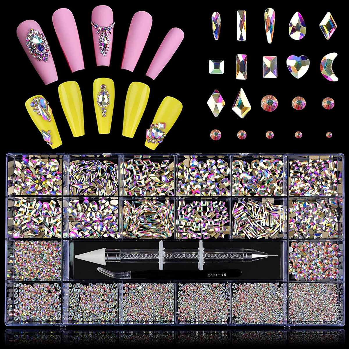 Kalolary AB Color Professional Nail Rhinestones Kit