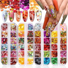 Load image into Gallery viewer, Kalolary 3D Maple Leaves Nail Art Glitter Sequins 4 Boxes (A style)
